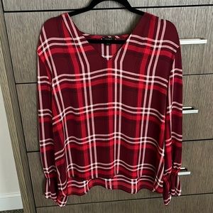 Plaid V-Neck Top